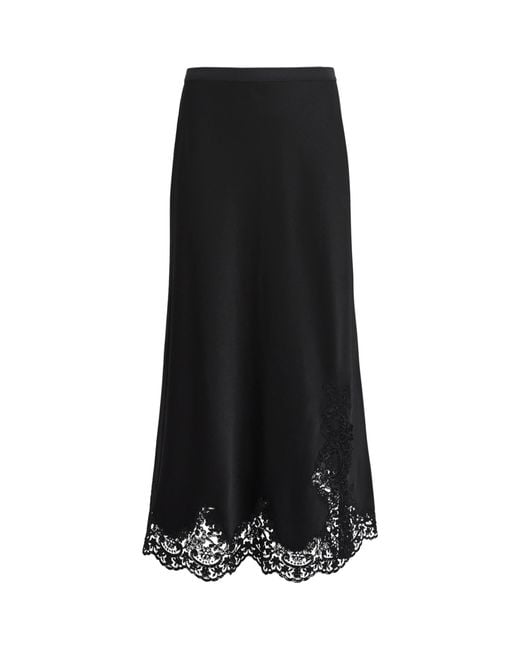 ME+EM Black Satin Lace-Trim Maxi Skirt