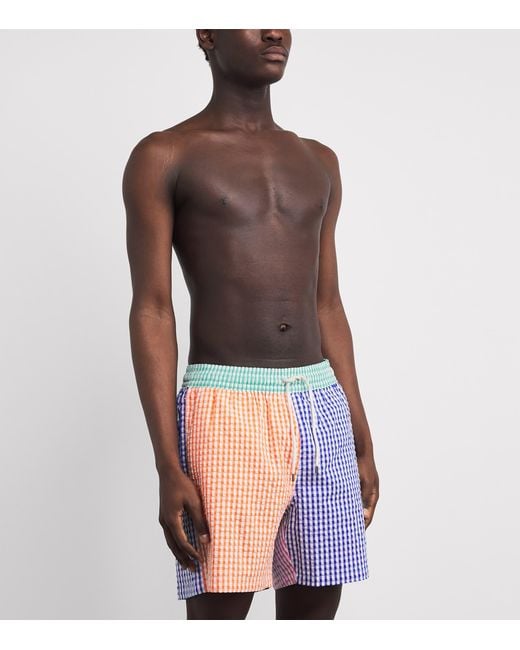 Polo Ralph Lauren Red Seersucker Check Traveller Swim Shorts for men