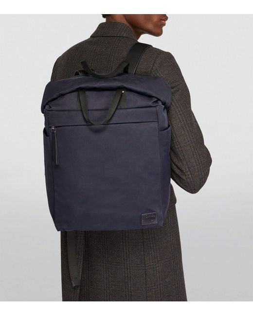 Paul Smith Blue Washed Canvas Roll-top Backpack for men