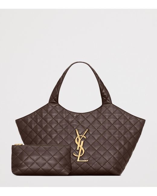 Saint Laurent Brown Medium Icare Quilted Tote Bag