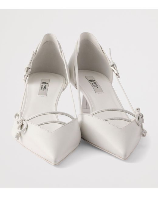 Prada White Leather Open-Side Pumps 45