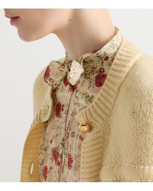 Prada Natural Cashmere Stitch-Detail Cardigan