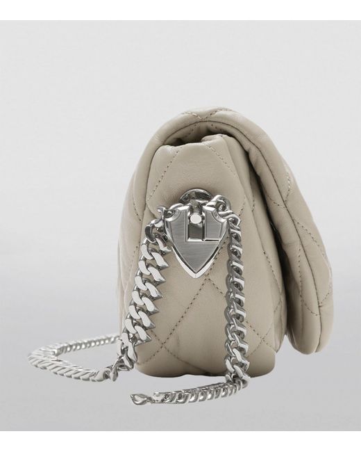 Burberry Gray Leather Quilted Shield Shoulder Bag
