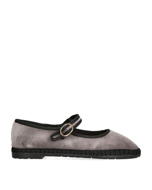 Flabelus Black Velvet Brida Mary Jane Flats