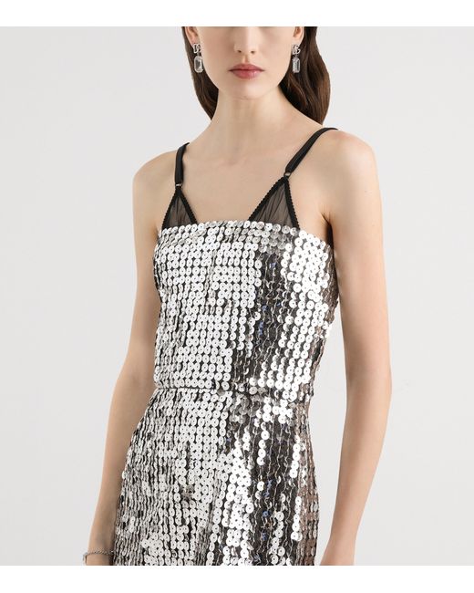 Dolce & Gabbana White Sequin Strapless Mini Dress