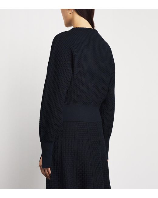 Molli Blue Virgin Wool-Blend Wicker-Stitch Sweater