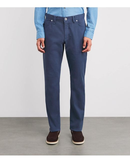 Brioni Blue Stretch-Cotton Chinos for men