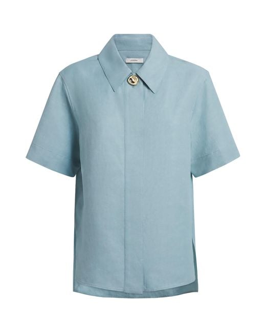 Joseph Blue Short-Sleeve Volu Shirt