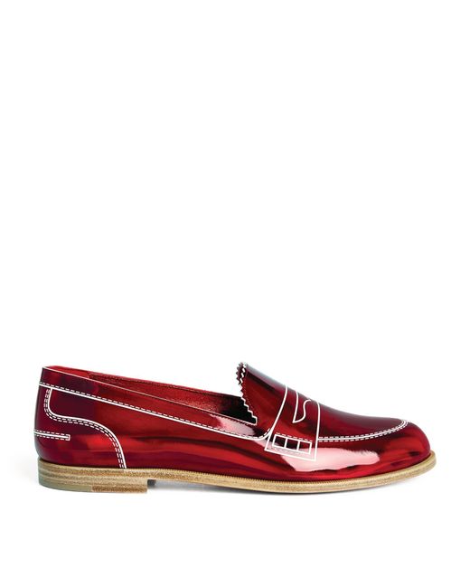 Christian Louboutin Red Mocalaureat Patent Leather Loafers