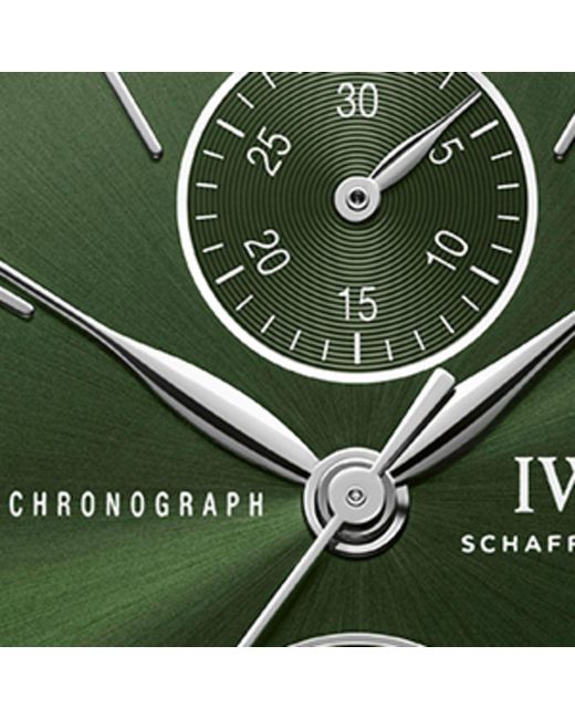 Iwc Green Stainless Steel Portofino Chronograph Watch 39mm for men