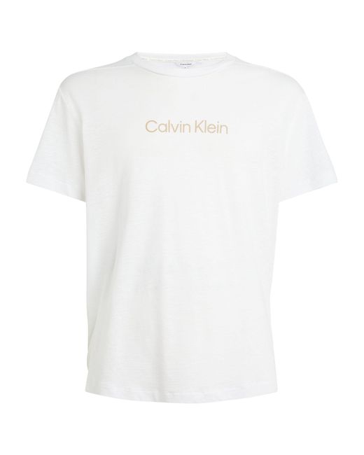 Calvin Klein White Linen-mix Logo T-shirt for men