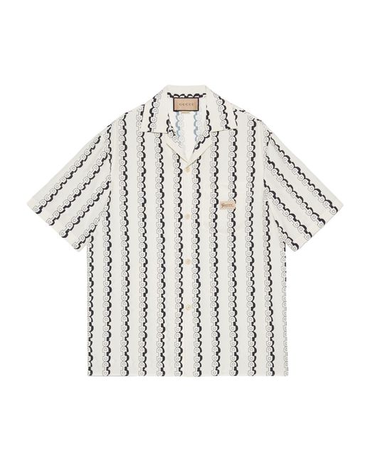 Gucci White Horsebit Chain Print Shirt