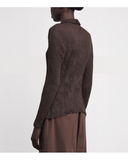 Issey Miyake Brown Chiffon Twist 1 Pleats Zip Cardigan