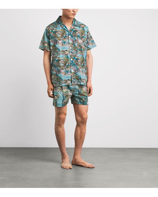 Derek Rose Blue Cotton Ledbury Pyjama Set for men