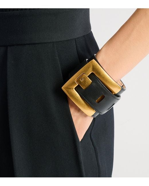 Balmain Black Leather Anthem Bracelet