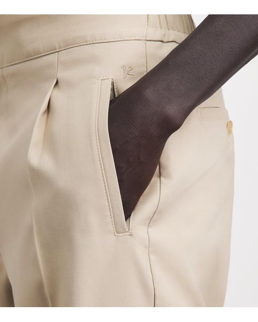 Isaia Natural Cotton-Silk Pleated Cargo Trousers for men