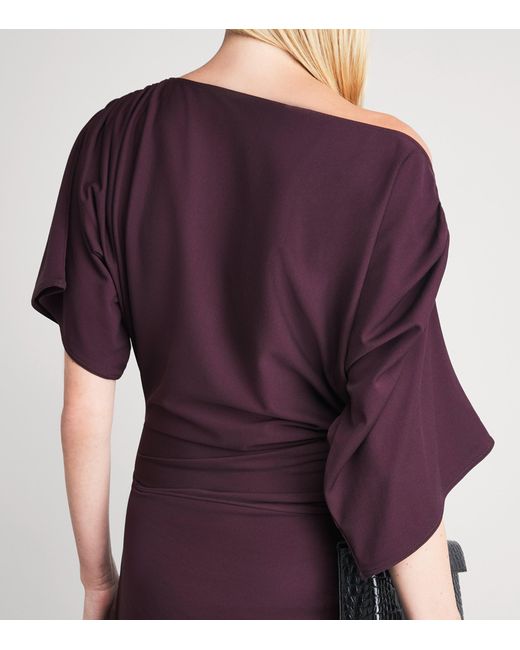 Wolford Purple Fluid Drape Midi Dress