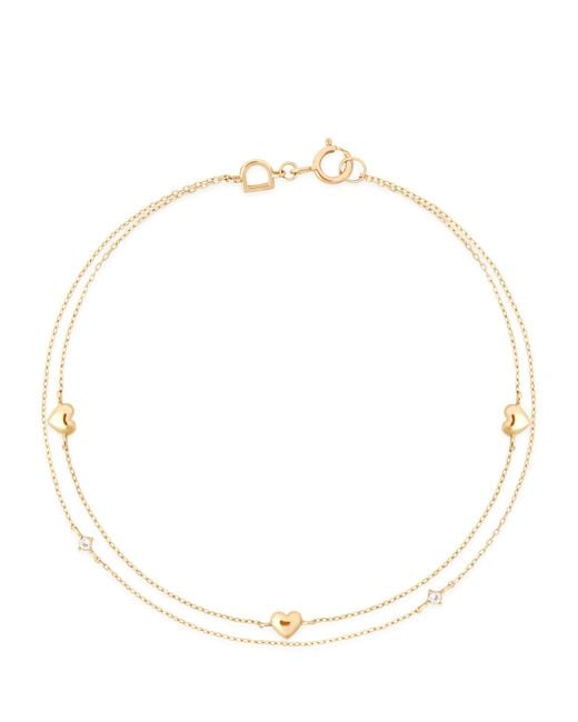 Astrid & Miyu Natural And Topaz Heart Charm Double Chain Bracelet