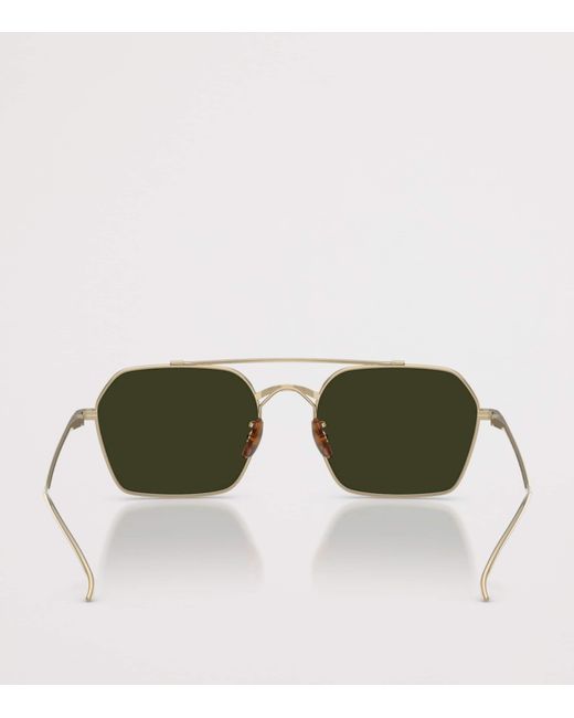 Oliver Peoples Green Titanium Tk-15 Square Sunglasses