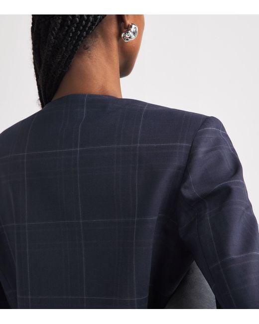 Claudie Pierlot Blue Wool-Blend Cropped Jacket