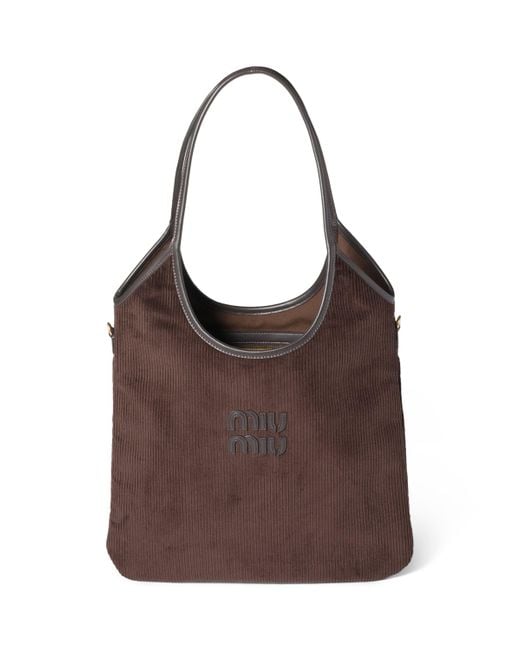 Miu Miu Brown Corduroy Ivy Tote Bag