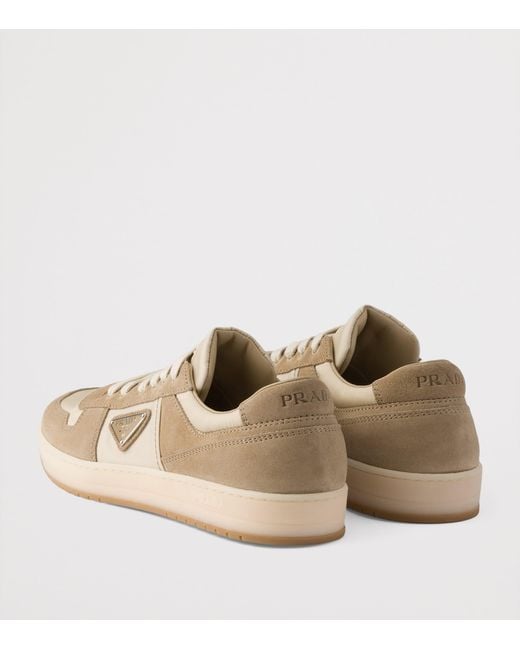 Prada Brown Suede And Re-Nylon Downtown Sneakers for men