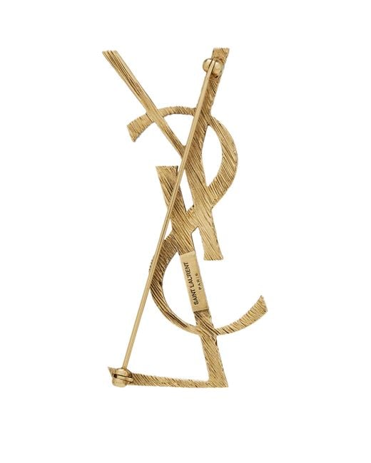 Saint Laurent Metallic Opyum Ysl Twisted Brooch