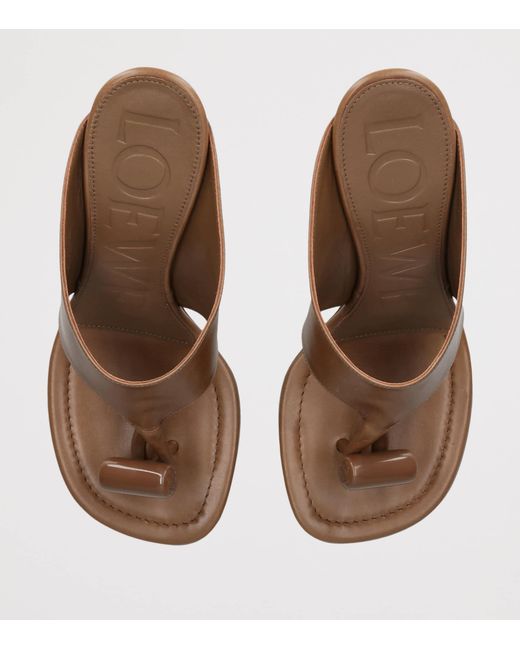 Loewe Brown Leather Toggle Heeled Sandals 90