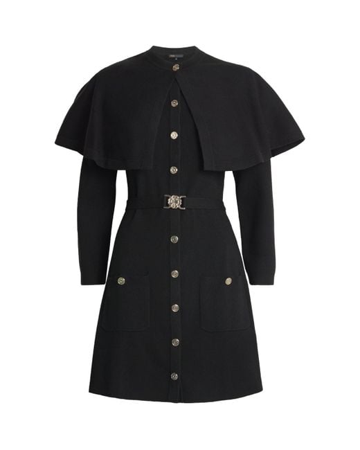 Maje Black Knitted Cape Dress