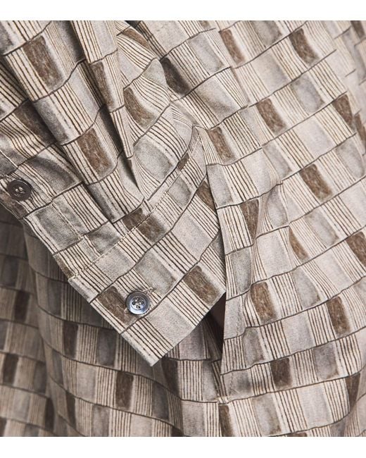 Eskandar Gray Geometric Print Midi Shirt Dress