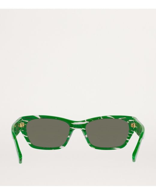Bottega Veneta Green Rectangular Sunglasses