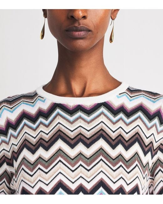 Missoni White Chevron Knit Midi Dress