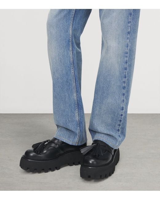 McQueen Black Leather Sofa Loafers for men