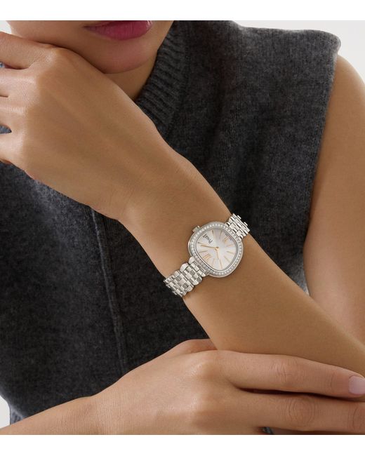 Piaget Metallic Stainless Steel And Diamond Sixtie Watch