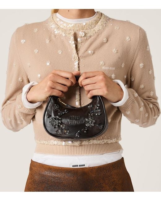 Miu Miu Black Mini Leather Wander Top-Handle Bag