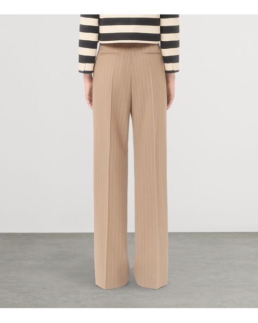 Valentino Natural Wool Pinstripe Wide-Leg Trousers
