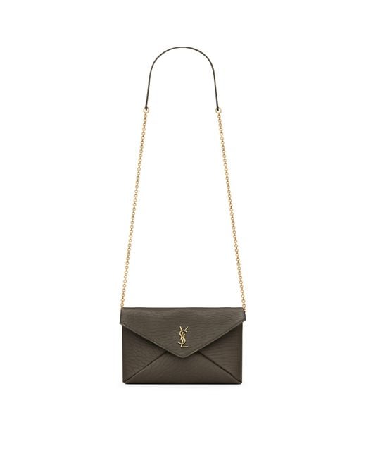 Saint Laurent White Small Cassandre Chain Pouch