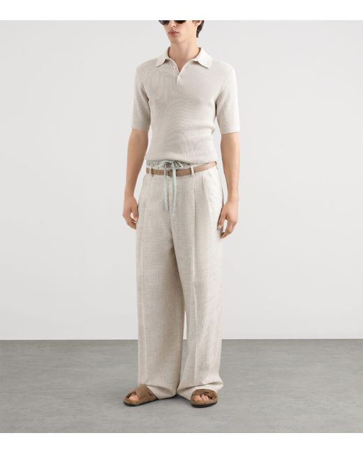 Dolce & Gabbana White Cotton Micro-Rib Polo Shirt for men