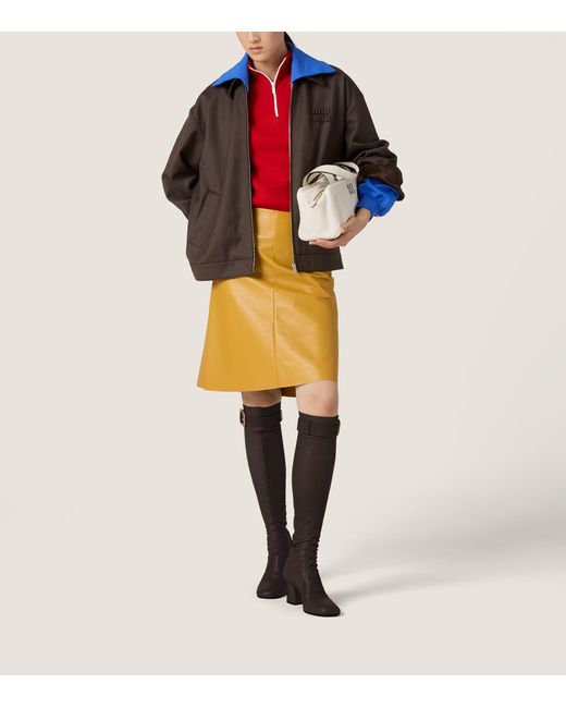 Miu Miu Brown Wool Layered Bomber Jacket