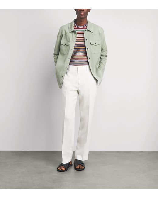 Paul Smith Green Suede Slim Overshirt for men