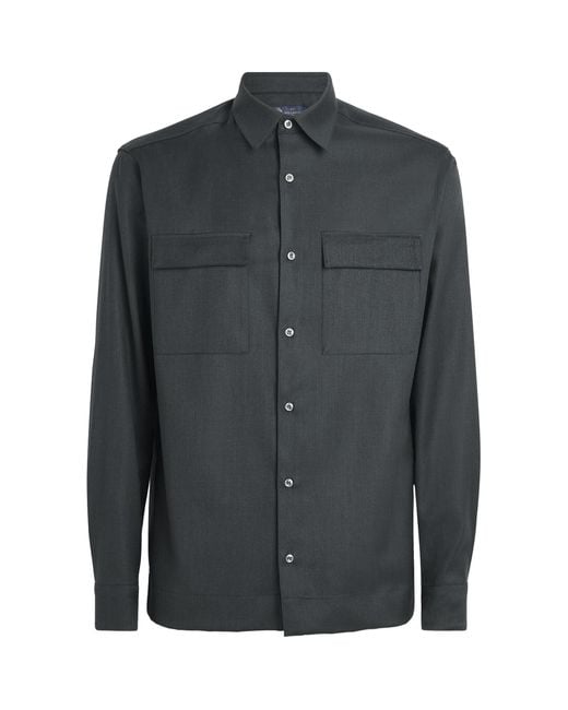 Paul & Shark Black Virgin Wool Overshirt for men