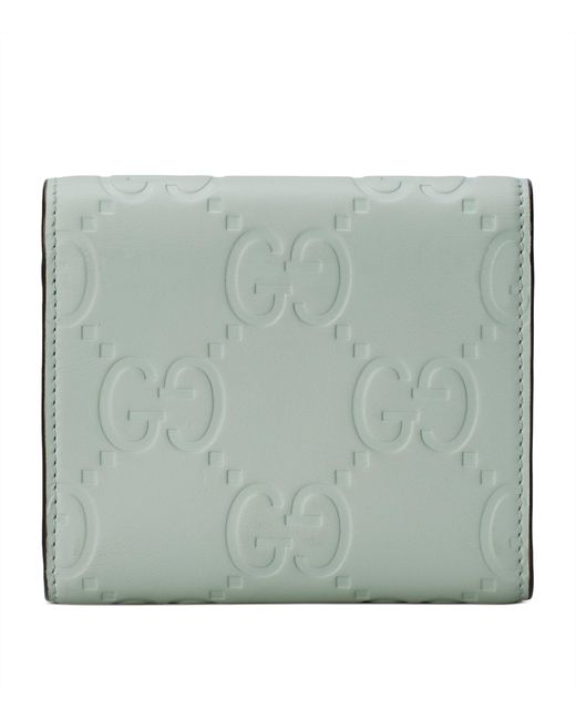 Gucci Green Debossed Leather Gg Wallet