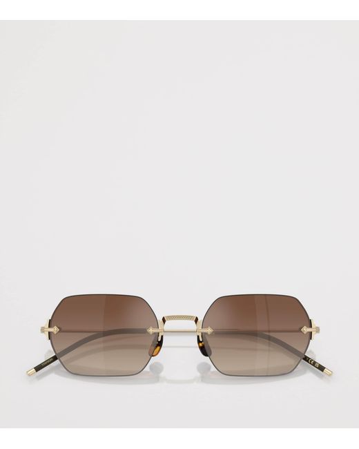 Oliver Peoples Metallic Titanium Tk-13 Rectangle Sunglasses
