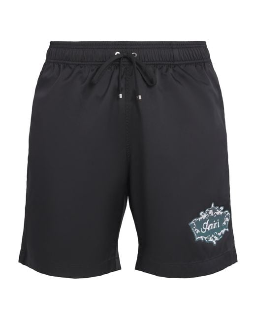 Amiri Black Chateau Crest Swim Shorts for men
