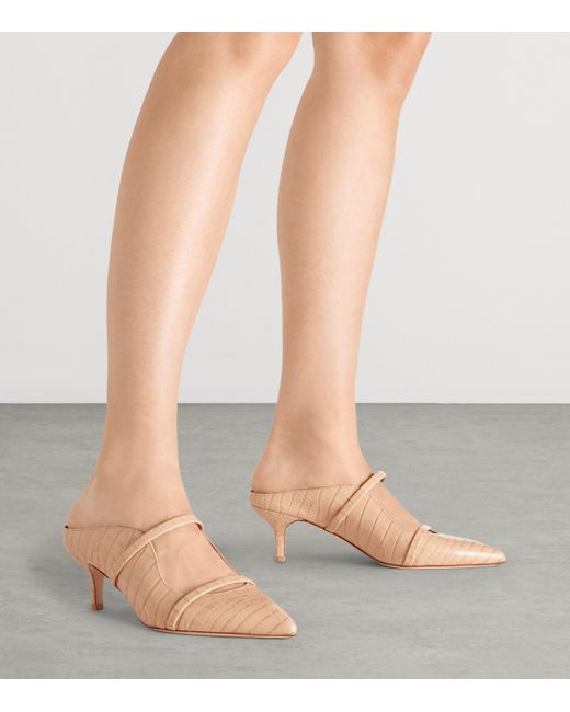 Malone Souliers Pink Croc-Embossed Leather Maureen Heeled Mules 45