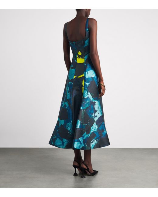 Roksanda Blue Brushstroke Print Zelia Midi Dress