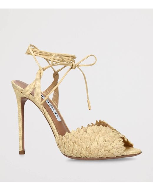 Aquazzura Metallic Raffia Rio Flirt Heeled Sandals 105