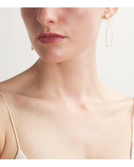 Sophie Bille Brahe White And Freshwater Pearl Bow Rosette Earrings