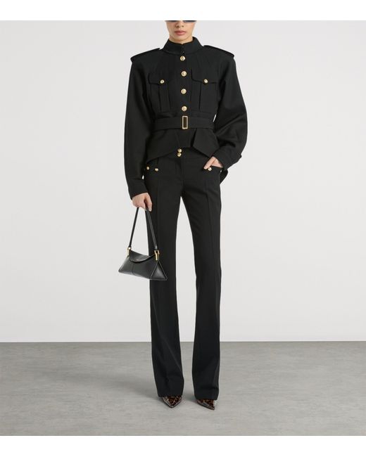 Balmain Black Virgin Wool Belted Jacket