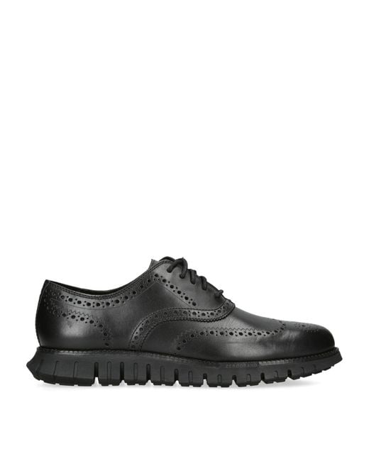 Cole Haan Black Zerøgrand Wingtip Oxford Shoes for men